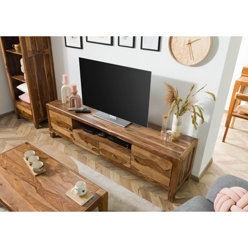 Ancona Unfinished TV Stand for TVs up to 70", Brown Lacquered