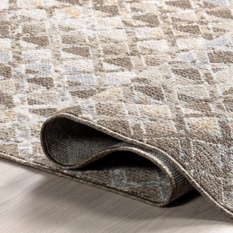 Tapis de couloir géométrique lavable à la machine pour le salon Eckhart, Tapis de couloir 2 pi 6 po x 12 pi