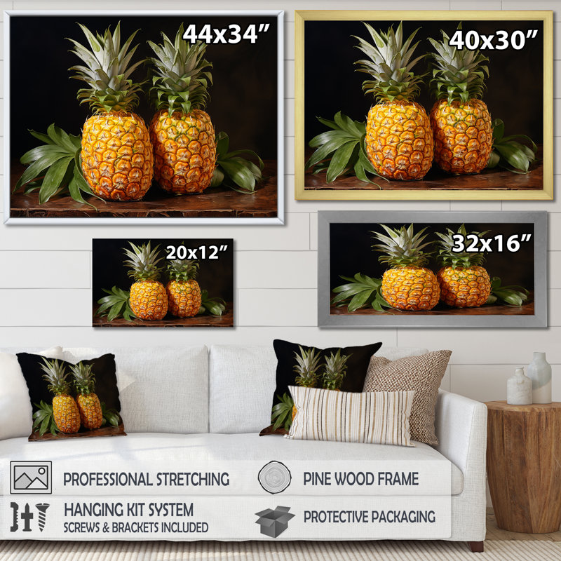 Pinapple Golden Harvest Delights, Cadre flottant naturel, H 30 po x l 40 po x P 1,5 po