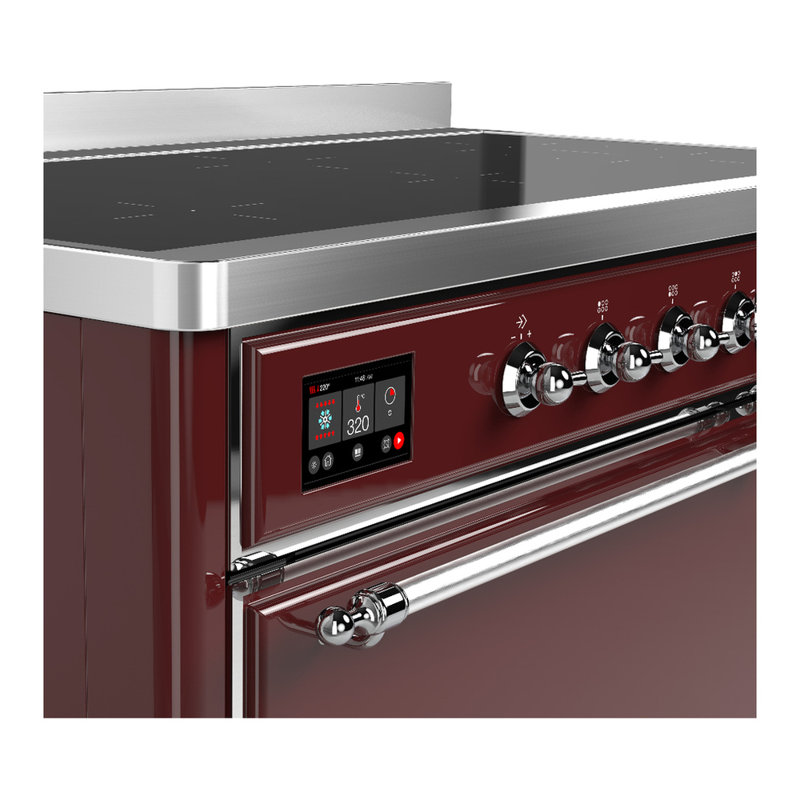 Cuisinière à induction de 48 pouces avec 6 éléments à induction en bourgogne Majestic III Series (garniture chromée)
