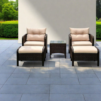 Compact Patio Dining Sets, Steel Rattan Modern Set For Patio Home