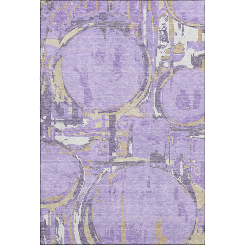 Premium Machine Washable Prisco Lavender Rug, Rectangle 3' x 5'