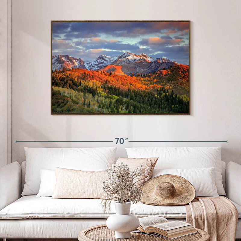 Mont Wasatch, 46 po x 31 po, Cadre flottant en noyer