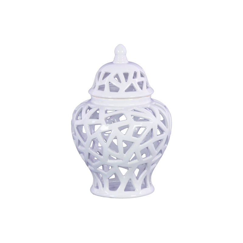 Pot en céramique Frakston, H 9,5 po x l 6 po x P 6 po, Blanc