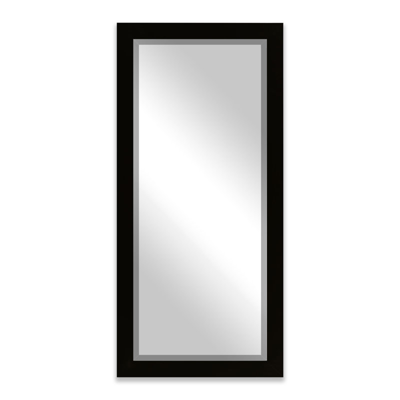 Beveled Full Length Mirror, Gloss Black