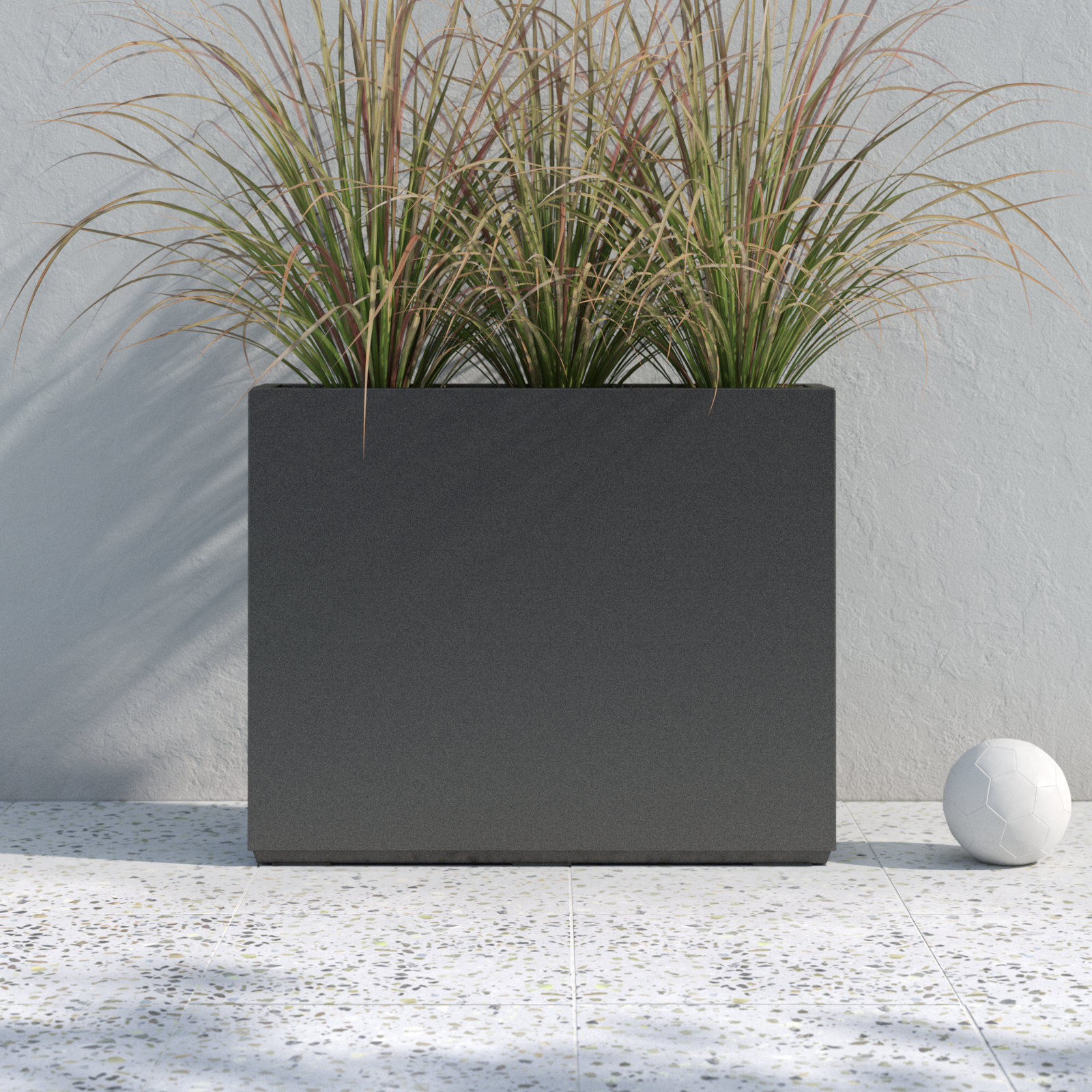 Tormund Metal Planter Box, 30" H x 38" W x 9.8" D, Gray