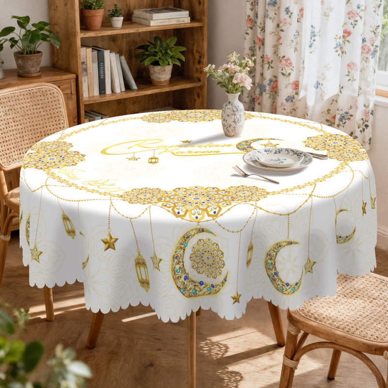 Nappe lavable en polyester avec motif Ramadan, Rond 59,8 po