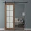 Porte de grange lambrissée préfinie en bois et verre sans trousse de quincaillerie d'installation-93023955-93023950
