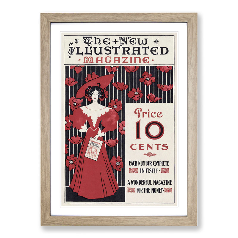 The New Illustrated Magazine by Ethel Reed - Picture Frame Graphic Art, Oak Framed, 48cm H x 36cm W x 2cm D