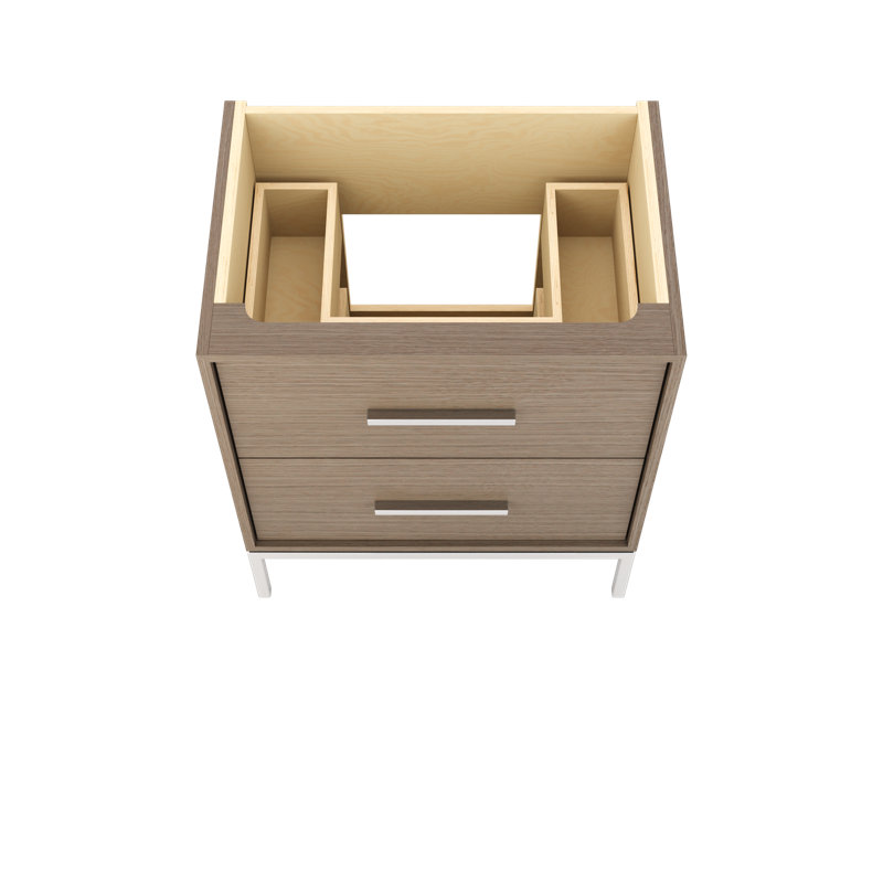 Rift White Oak Two-Drawer Single Bath Vanity, 30", Natural Weathered, Polished Chrome