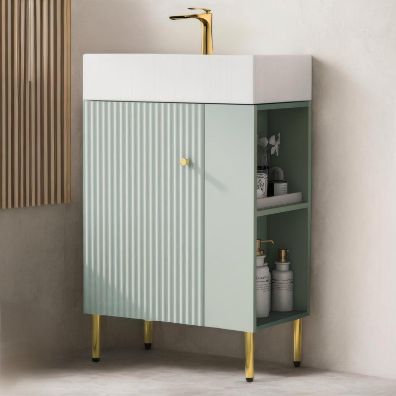 Meuble-lavabo 21,6 po avec comptoir en céramique, Vert