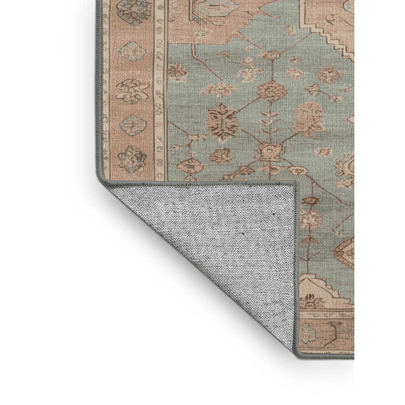 Machine Washable Afyon Gray Area Rug, Round 6'