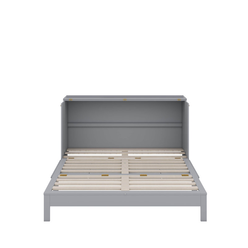 Lit escamotable avec tiroirs Murphy, Gris, Grand lit