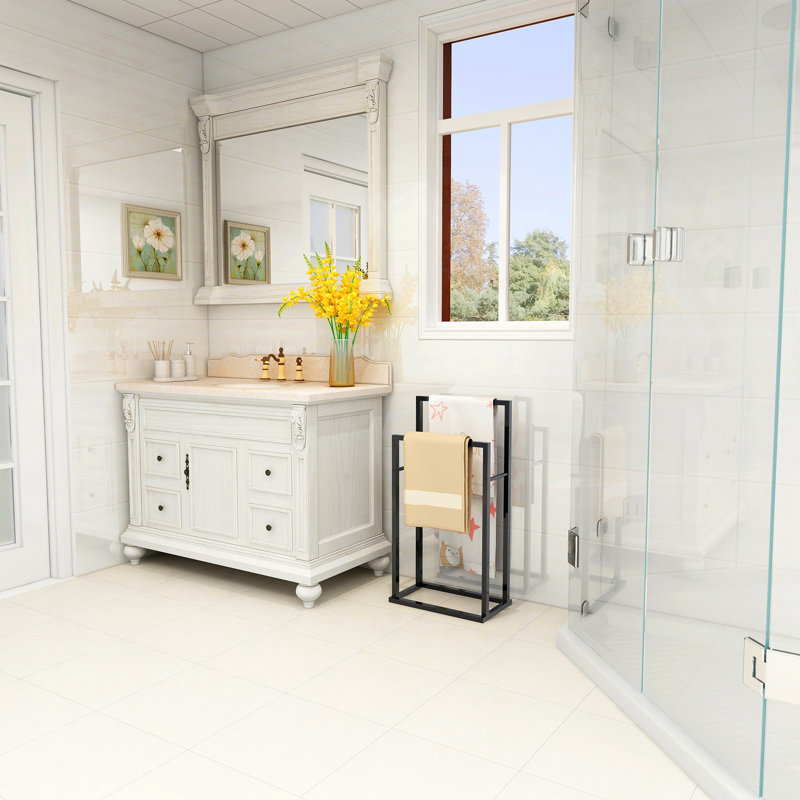 Porte-serviettes sur pied, Noir