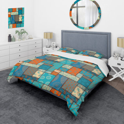 Multicolor Quilting Patchwork - Abstract Duvet Cover Set - Microfiber Polyester