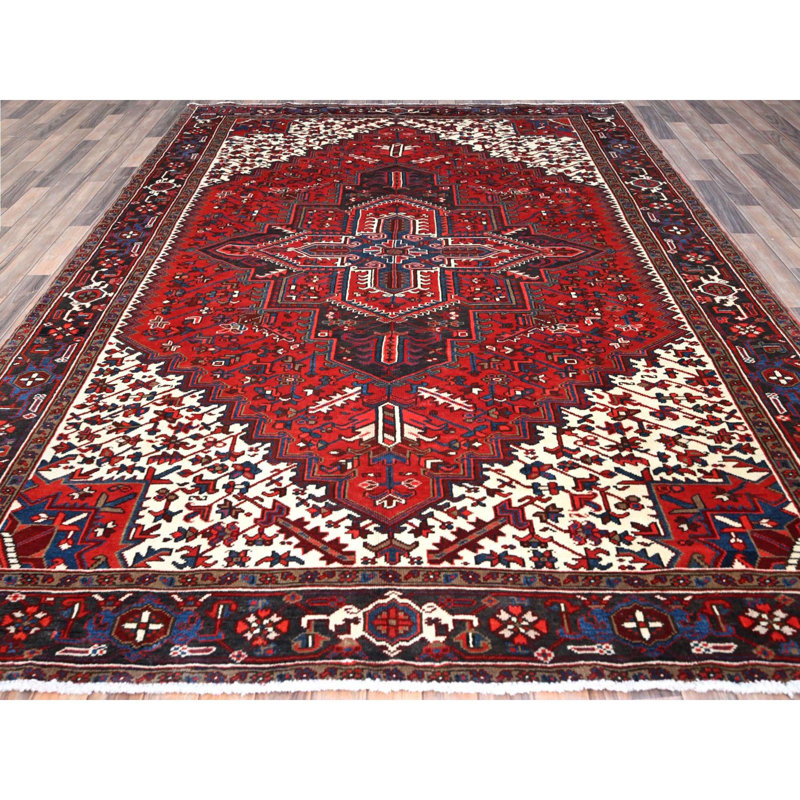 Tapis géométrique noué à la main 9 pi 3 po x 11 pi 8 po Heriz
