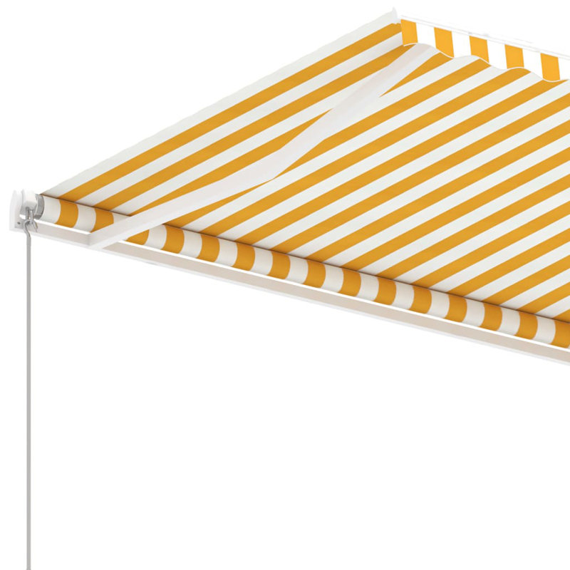 Dakota Fields Polyester Retractable Patio Awning, 245cm H x 350cm W x 235.8cm D, Striped, Yellow/White