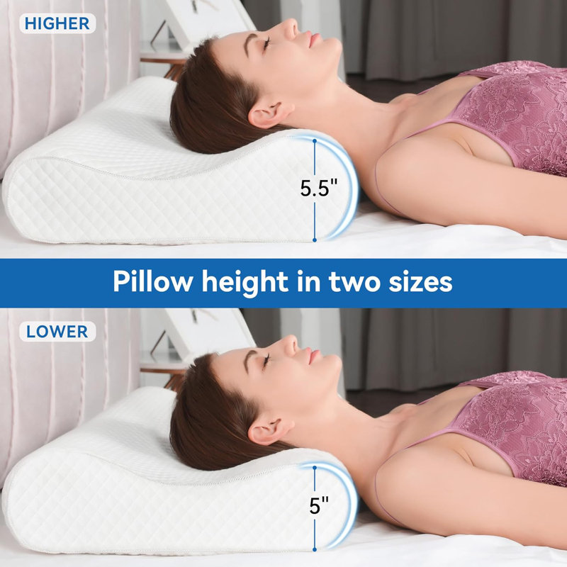 King Size Contour Memory Foam Pillow, Cervical Pillow For Neck Pain Relief, Neck Orthopedic Sleeping Pillows For Side, Back And Stomach Sleepers