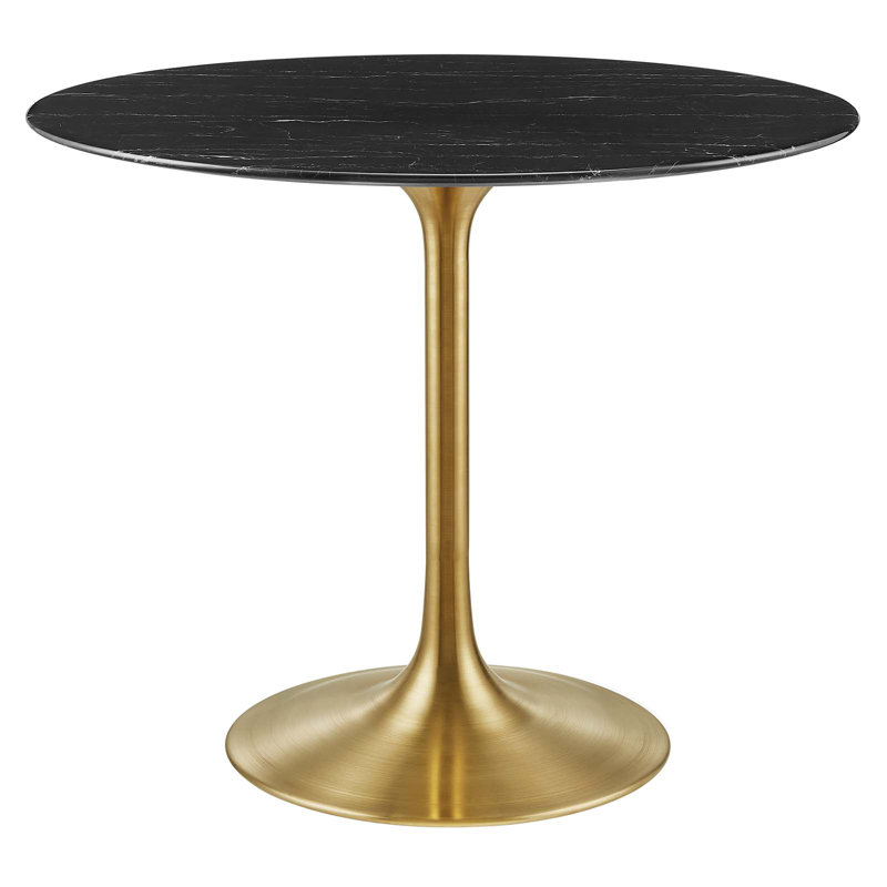 Table de bar Lippa, plateau rond en marbre artificiel, par Modway, Or, L 27,5 po x l 27,5 po