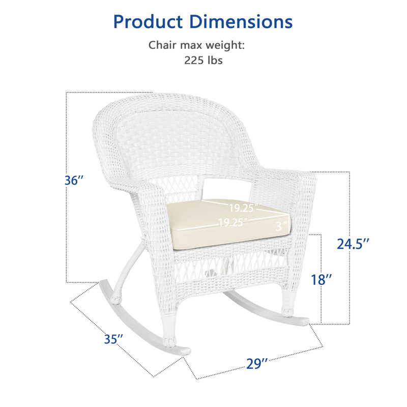 Chaise berçante en osier Raenesha, Blanc, Ivoire