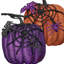 7'' Glitter Pumpkin With Web and Spiders Set of 2