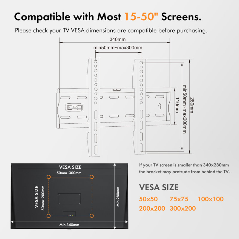 VonHaus Single Screen Wall Mount