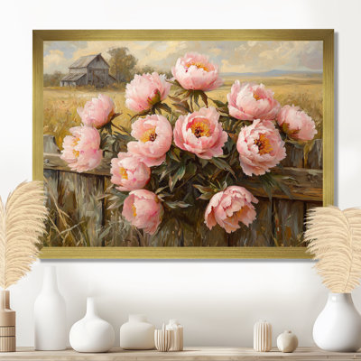 Donnajean Pivoines par la ferme clôture I - pivoines, art mural