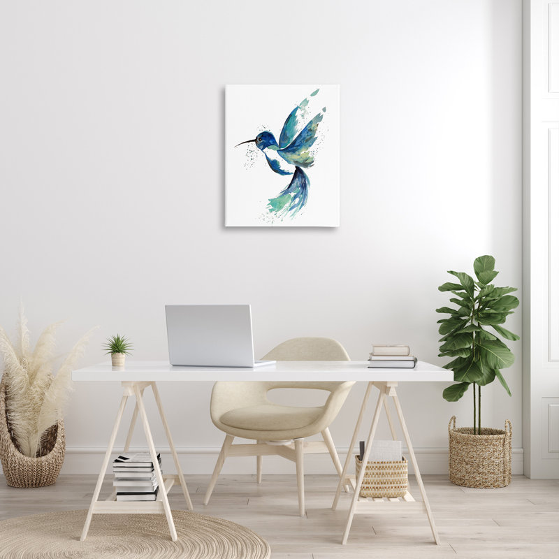 Art mural moderne sur toile, "Colibri bleu moderne" par Sebastian Grafmann, H 30 po x l 24 po x P 1,5 po