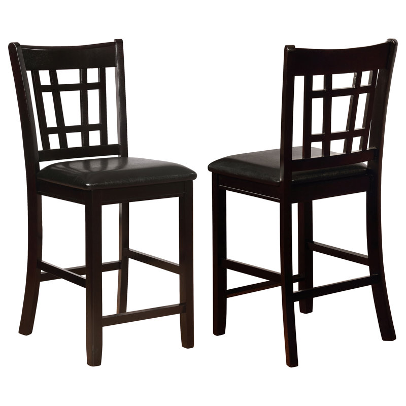 Chaise de comptoir en bois noir et espresso Guntersville, Polyester noir / structure espresso