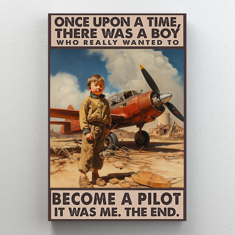 Hirz, un garçon à devenir pilote 1 - 1 pièce, reproduction d'art graphique sur toile tendue, H 20 po x l 16 po x P 1,25 po