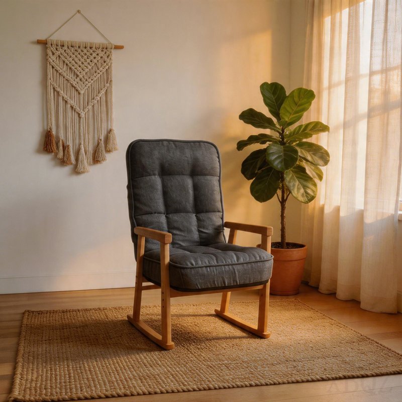 Chaise longue moderne et réglable, avec hauteur de siège réglable et réglage de l'angle lombaire à trois niveaux, convient au salon, à la chambre à coucher, au bureau et au grenier, gris