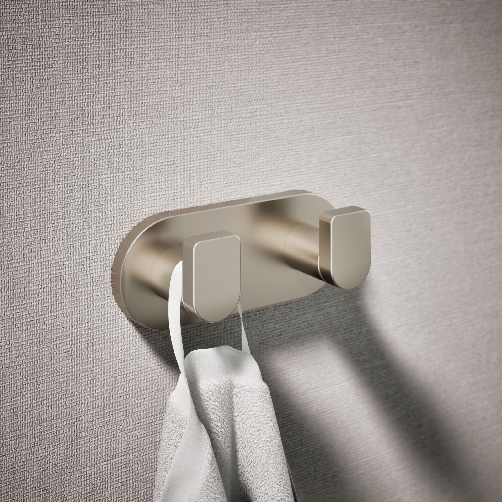 Composed Wall Mounted Double Robe Hook, Gray