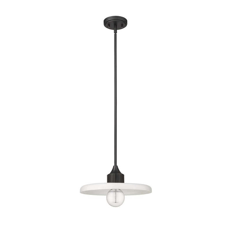 Jamyla 1 - Light Unique/Statement Pendant, 6.25" H x 14" W x 14" D, Gloss Opal, Matte Black