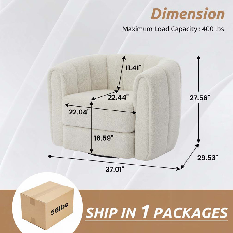Fauteuil demi-tonneau pivotant, Blanc