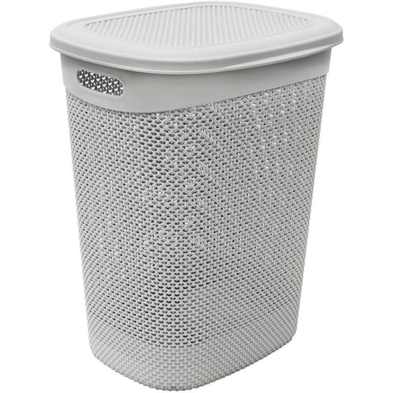 Melfa Droplette Design Plastic Laundry Basket With Lid 52 Litre Grey Laundry Hamper Storage