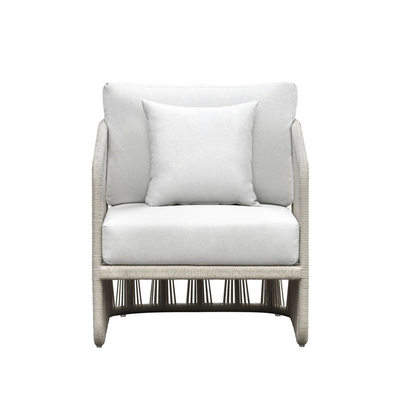 Dealie Outdoor Arm Chair With Cushions, White