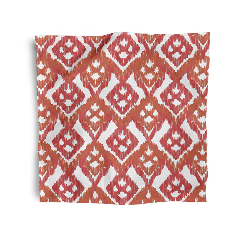 Feltner Polyester Geometric Square Napkin, Coral