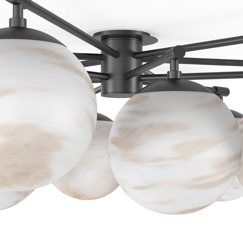 Orion Round Chandelier-Black Gunmetal, Black Gunmetal, Cream Marble