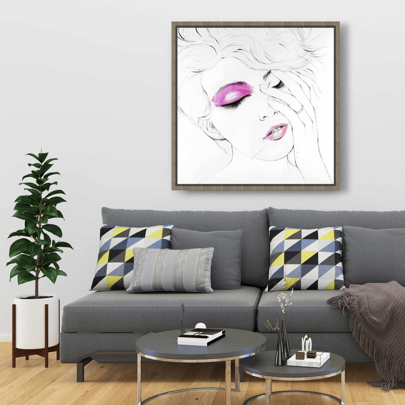 Maquillage rose - Femme figurative, décoration sur toile encadrée