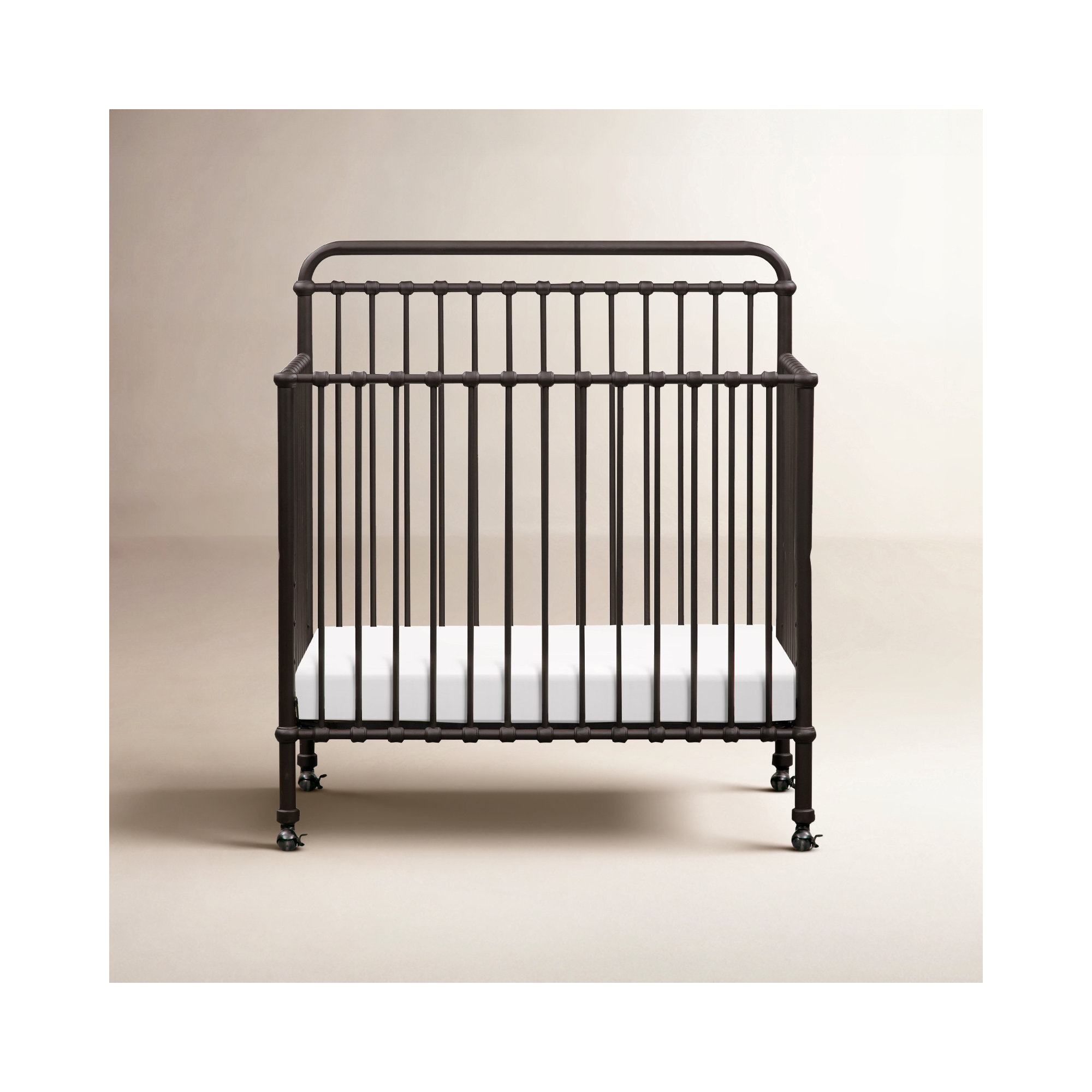 Winston 4-in-1 Convertible Mini Crib, Vintage iron