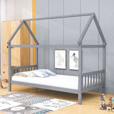 Twin Wood House Bed With Slats by Harper Orchard
