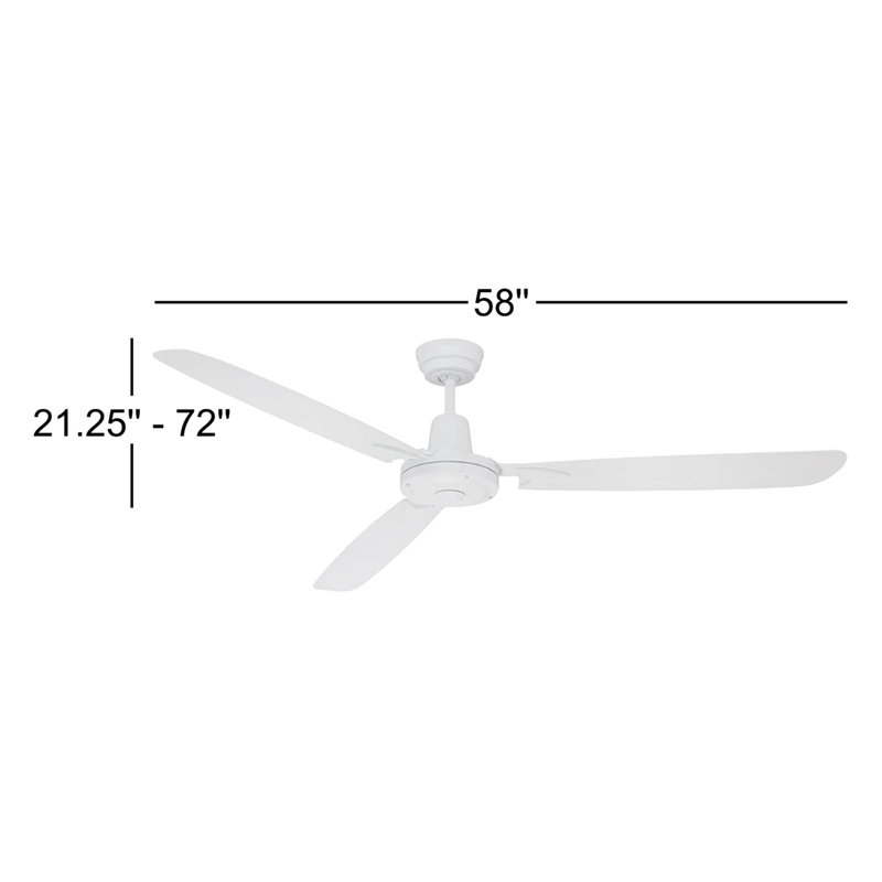 Ventilateur de plafond standard de 58 po à trois pales avec commande murale Velocity, Dos plat