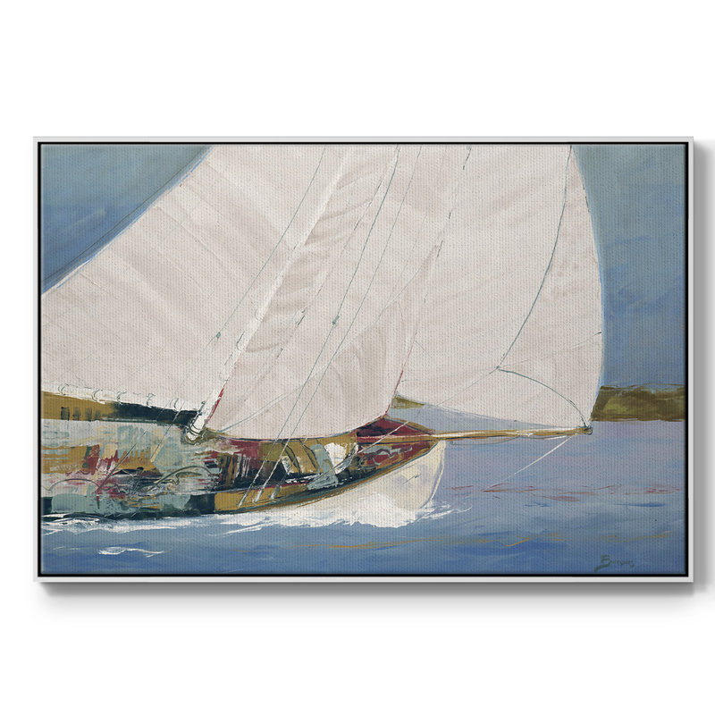 LAC SAILING, reproduction d'art sur toile encadrée, H 41 po x l 27 po x P 2 po, Blanc