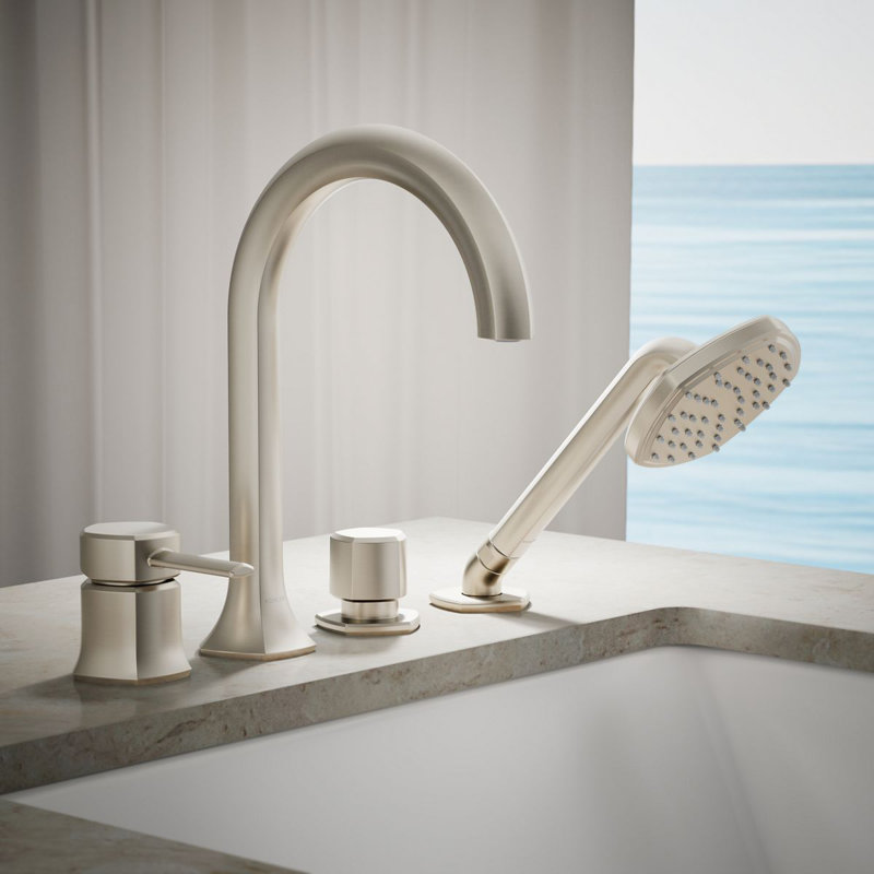 Occasion Deck-Mount Handshower Holder And Two-Way Diverter Valve, Matte Black