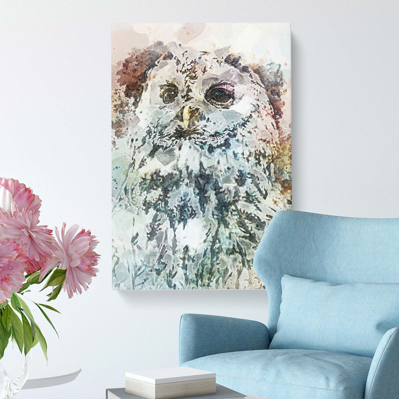 Tawny Owl In Abstract - Wrapped Canvas, 50cm H x 35cm W x 3cm D
