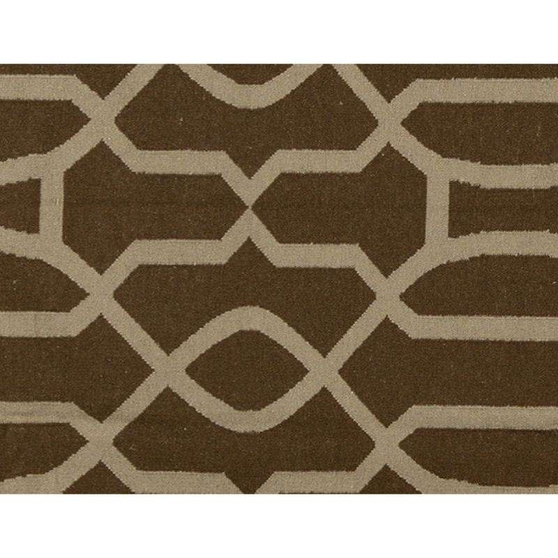 Flatweave Wool Geometric Area Rug in Espresso