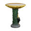 Bain d'oiseaux en béton à colonne avec détails de tournesol de style architectural - finition jaune classique, l 20 po x H 23 po