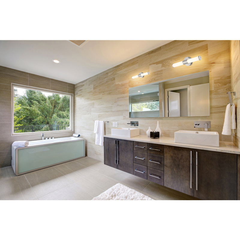 Dimmable LED Vanity Light, Brushed Steel