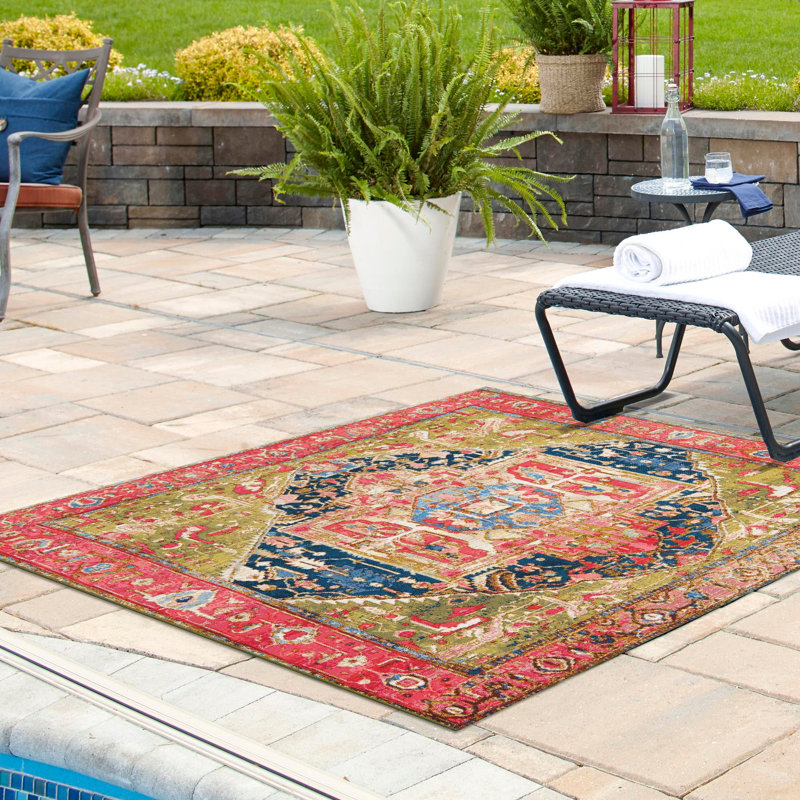 Tapis d'extérieur Multi_Unique Loom Limon, Carré 5 pi 3 po