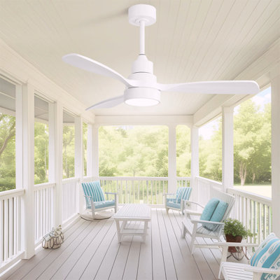 Ventilateur de plafond en bois massif 48 pouces avec moteur à courant continu réversible à intensité variable 6 vitesses